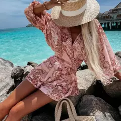 Mono de manga larga con estampado florar ideal para el verano en playa - comprar en línea