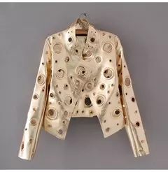 Chaqueta corta de Piel Sintética Remache Dorados - tienda en línea