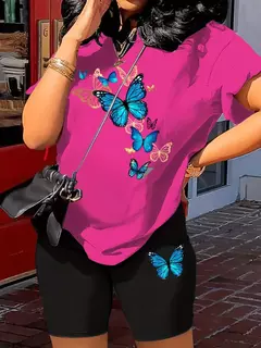 Conjunto de camiseta y pantalones cortos con estampado de mariposa para mujer - comprar en línea