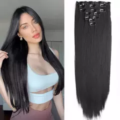 Imagen de Extensión de Pelo Largo y Liso Natural 16 Clips