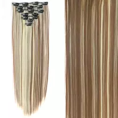Extensión de Pelo Largo y Liso Natural 16 Clips