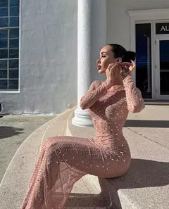 Vestido de Malla Transparente Brillos