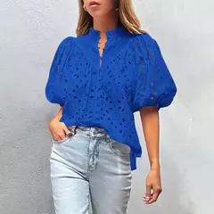 Camisa Bordada con Ojales - tienda en línea