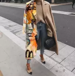 Abrigo de Lana con Estampado - tienda en línea
