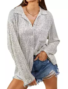 Blusa con Lentejuelas Manga Larga Noche - tienda en línea