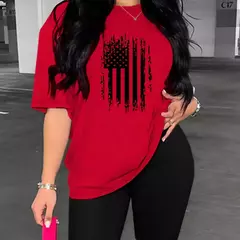 Conjunto de dos piezas con estampado de bandera de Estados Unidos para mujer