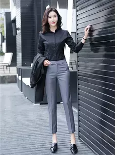 Pantalones de traje de cintura alta para mujer