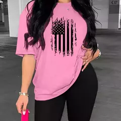 Conjunto de dos piezas con estampado de bandera de Estados Unidos para mujer