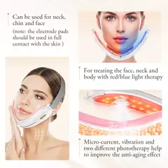 Adelgazamiento facial Masajeador de calor con luz roja/azul - comprar en línea