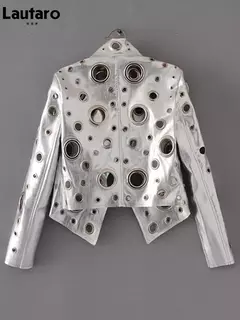 Chaqueta corta de Piel Sintética Remache Dorados - tienda en línea