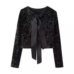 Blusa con lazo Recortado y Lentejuelas - comprar en línea