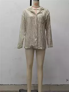 Blusa con Lentejuelas Manga Larga Noche
