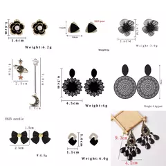 Pendientes Flores Negras - comprar en línea