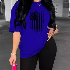 Conjunto de dos piezas con estampado de bandera de Estados Unidos para mujer en internet