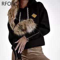 Sudadera con Capucha de Plumas