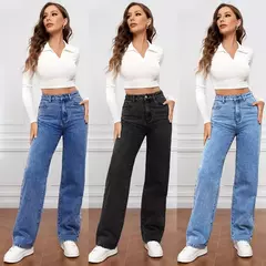 Imagen de Pantalones vaqueros rectos para mujer de cintura alta