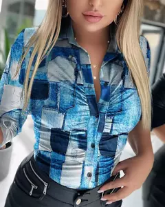 Blusa de Cuero Pu Manga Larga - tienda en línea