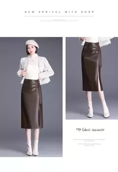 Falda ajustada de cuero PU para mujer