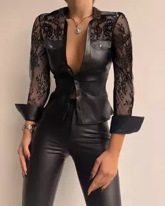 Top de Malla Transparente de Cuero