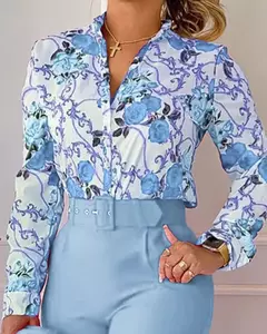 Imagen de Conjunto de 2 piezas con estampado para mujer, traje informal con botones, camis