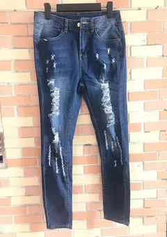 Pantalones rasgados de cintura alta para mujer