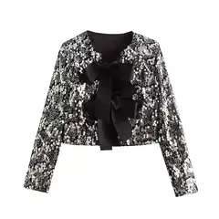Blusa con lazo Recortado y Lentejuelas - comprar en línea