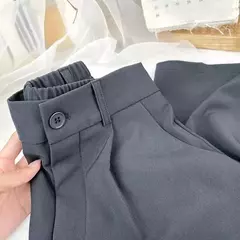 Traje negro Haren para mujer, pantalones informales de cintura alta elástica