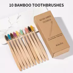 Juego de Cepillos de Dientes de Bambú Envuelto en Piel de Vaca 10 Piezas en internet