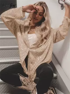 Blusa con Lentejuelas Manga Larga Noche en internet