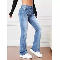 Pantalones vaqueros rectos elásticos para mujer - comprar en línea