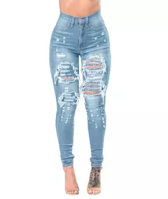 Pantalones rasgados de cintura alta para mujer - comprar en línea