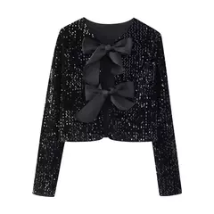 Blusa con lazo Recortado y Lentejuelas en internet