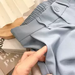 Traje negro Haren para mujer, pantalones informales de cintura alta elástica