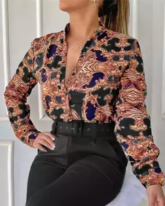 Conjunto de 2 piezas con estampado para mujer, traje informal con botones, camis - TOKO Directo a tu Puerta