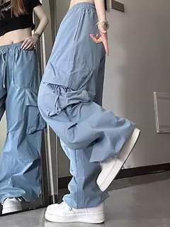 Pantalones Rectos con Cordones - tienda en línea