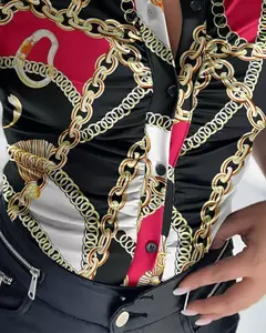 Blusa de Cuero Pu Manga Larga