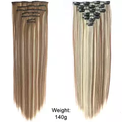Extensión de Pelo Largo y Liso Natural 16 Clips