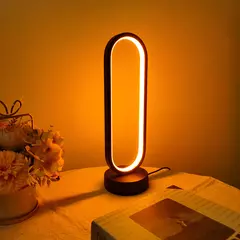 Imagen de Lámpara de anillo para dormitorio, luz LED de noche con atenuación de tres col