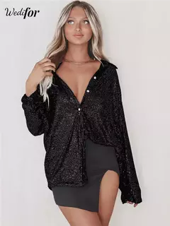 Blusa con Lentejuelas Manga Larga Noche - comprar en línea