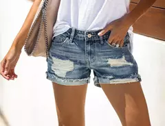 Shorts Rasgados Cintura Alta - tienda en línea