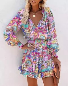 Vestido corto con estampado Floral para mujer - TOKO Directo a tu Puerta