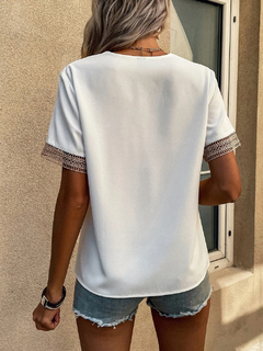 Blusa de gasa con cuello en V para mujer - tienda en línea