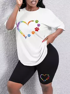 Imagen de Conjunto de dos piezas con estampado de pies coloridos para mujer