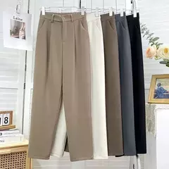 Imagen de Traje negro Haren para mujer, pantalones informales de cintura alta elástica