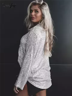 Blusa con Lentejuelas Manga Larga Noche - tienda en línea
