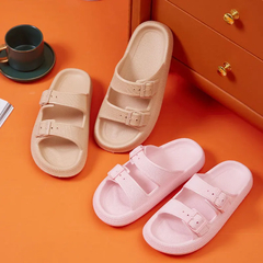 Zapatillas de nube con plataforma gruesa y hebilla para mujer, sandalias desliza en internet