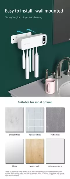 Esterilizador de cepillo de dientes UV recargable, soporte de cepillo de dientes - comprar en línea