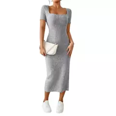Vestido midi elegante con cuello cuadrado para mujer - comprar en línea
