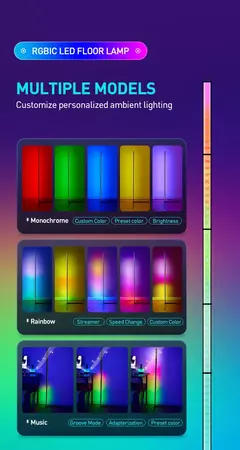 Lámpara de pie LED RGBIC de 180CM, luz de esquina moderna - TOKO Directo a tu Puerta