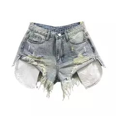 Short mexclilla rasgados para mujer, vaqueros de cintura alta - tienda en línea